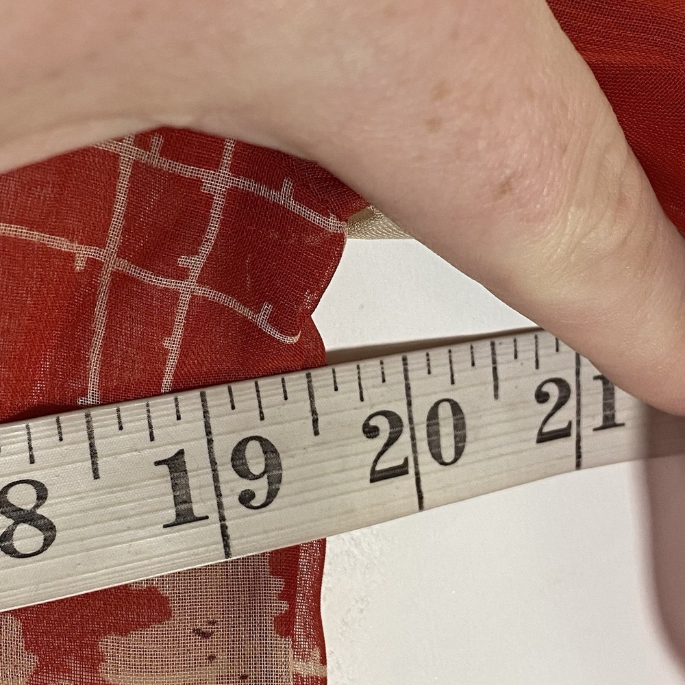 Impressions Top Womens Small Red Multi Abstract Sheer Classy Button Up Dressy S - Picture 15 of 16